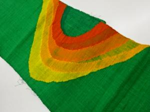 手織り真綿紬曲線模様織出し名古屋帯